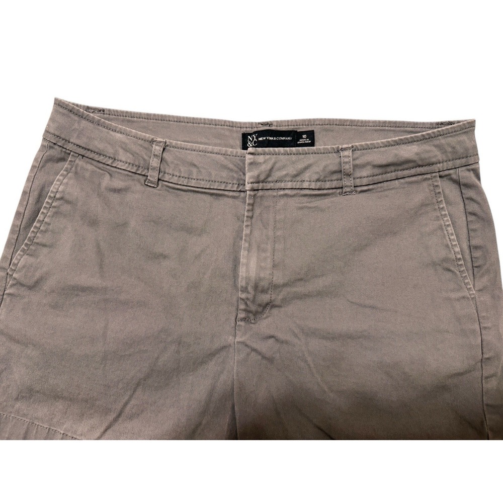 NY &‎ Co Chino Shorts Womens 10 Gray Cotton Stretch Flat Front Pockets - Picture 6 of 10